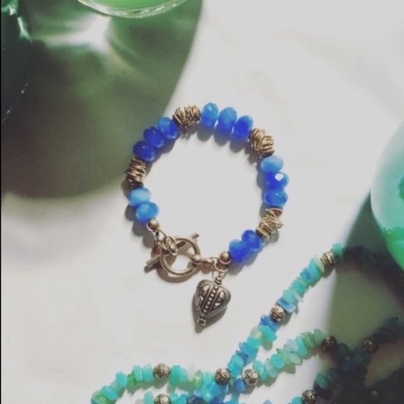 handmade Jewelry - Handmade Chalcedony & Sterling Silver Bracelet